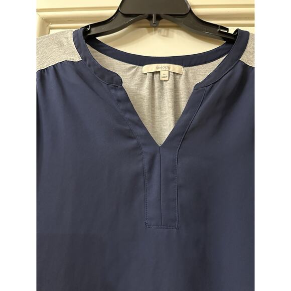 Sejour Women Navy and Gray Long Sleeve Shirt‎ Plus Size  3X V-Neck - Picture 7 of 7